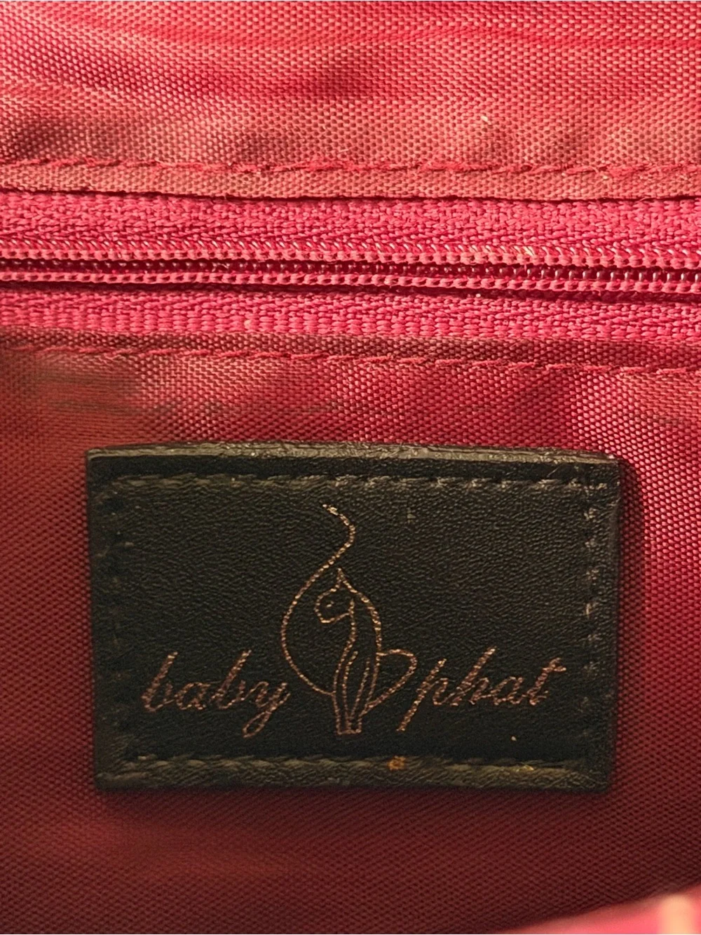 Baby Phat Gray and Black Shoulder Bag with Metallic Feline Clasp